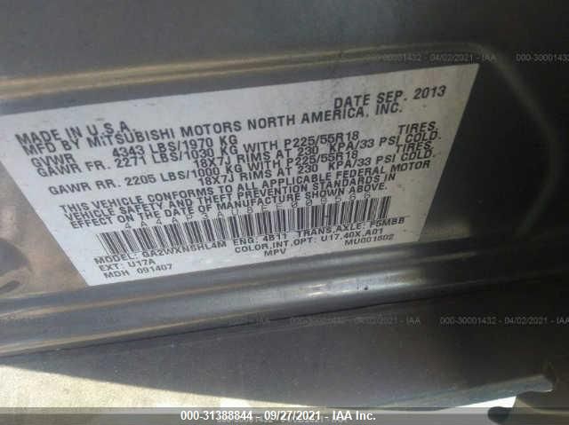2014 MITSUBISHI OUTLANDER SPORT ES 4A4AP3AU8EE009566