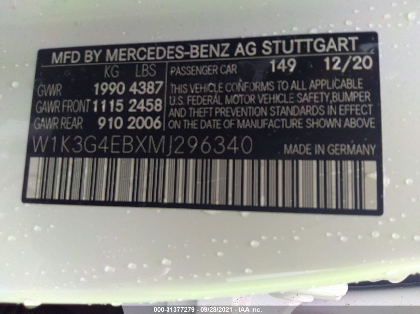 2021 MERCEDES-BENZ A-CLASS A 220 W1K3G4EBXMJ296340