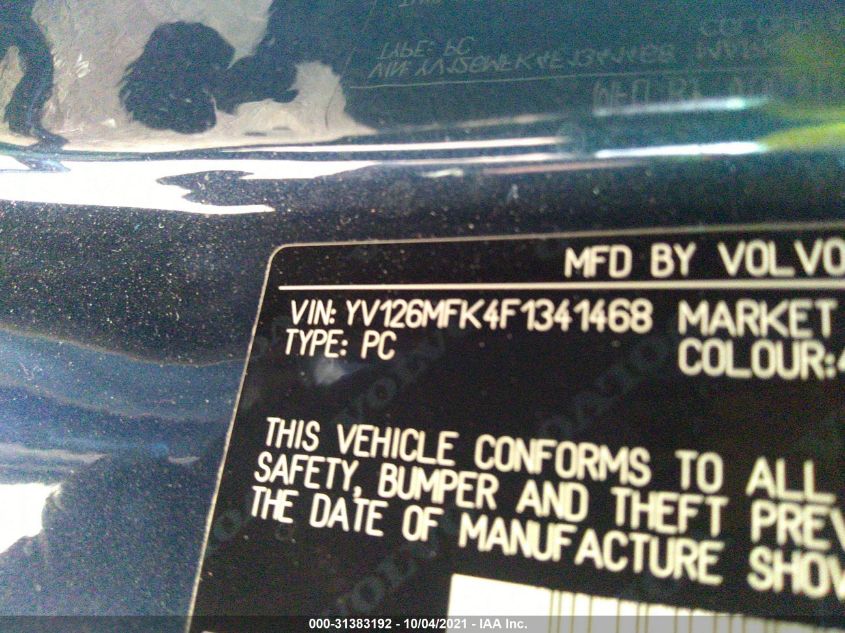 2015 VOLVO S60 T5 DRIVE-E PREMIER YV126MFK4F1341468