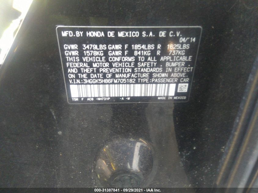 2015 HONDA FIT EX-L/EX 3HGGK5H86FM705182
