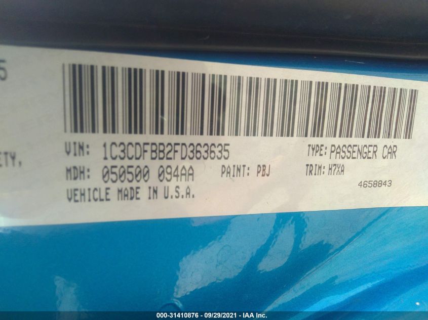 2015 DODGE DART SXT 1C3CDFBB2FD363635