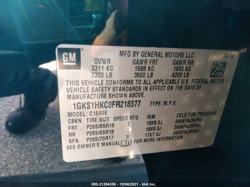 2015 GMC YUKON XL SLT 1GKS1HKC0FR218377