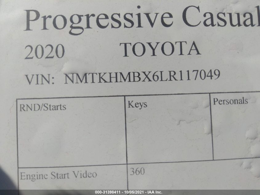 2020 TOYOTA C-HR LE/XLE/LIMITED NMTKHMBX6LR117049