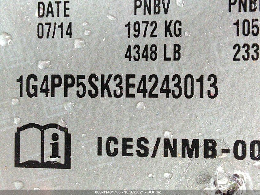 2014 BUICK VERANO 1G4PP5SK3E4243013