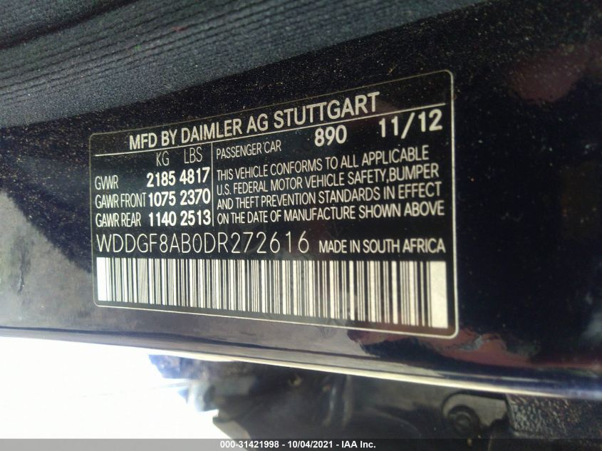 2013 MERCEDES-BENZ C-CLASS C 300 SPORT WDDGF8AB0DR272616