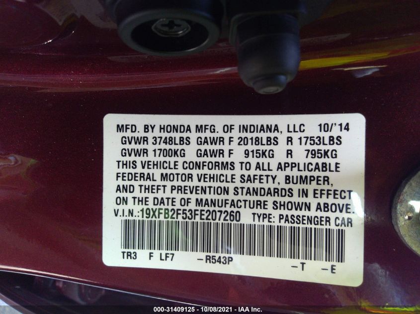 2015 HONDA CIVIC SEDAN LX 19XFB2F53FE207260