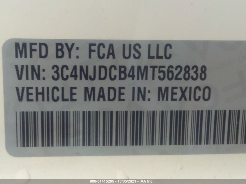 2021 JEEP COMPASS LIMITED 3C4NJDCB4MT562838