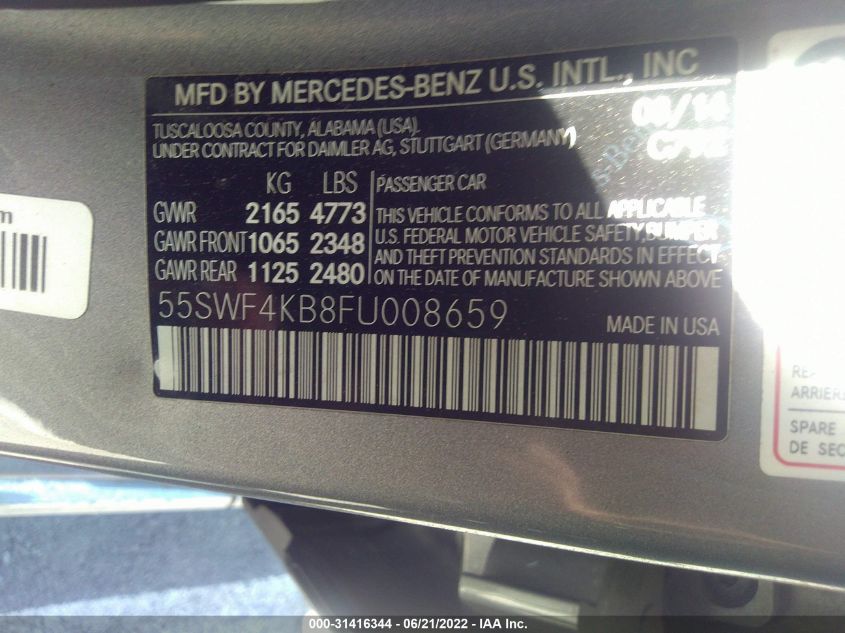 2015 MERCEDES-BENZ C-CLASS C 300 55SWF4KB8FU008659