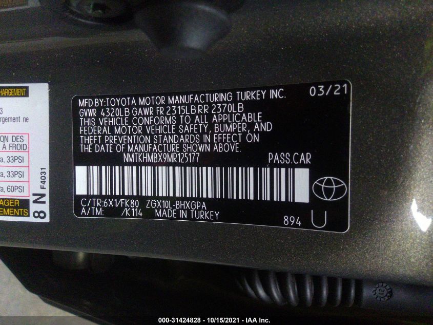2021 TOYOTA C-HR LE/XLE/LIMITED/NIGHTSHADE - NMTKHMBX9MR125177
