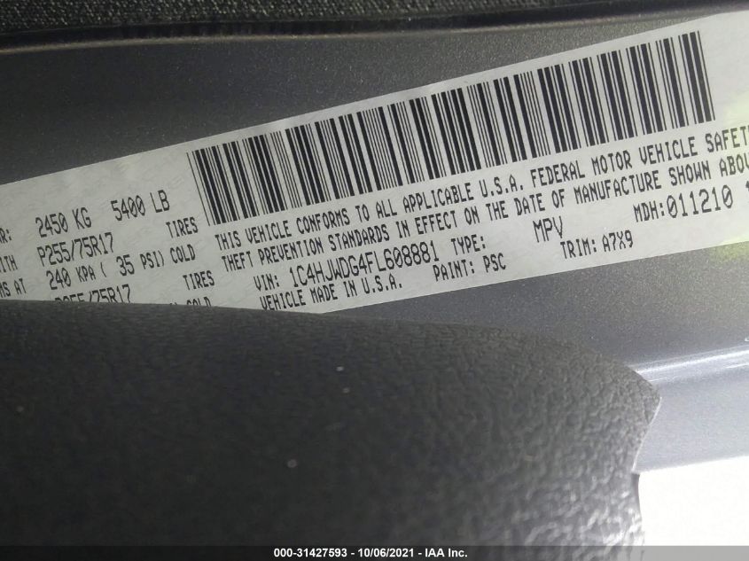 2015 JEEP WRANGLER UNLIMITED SPORT 1C4HJWDG4FL608881