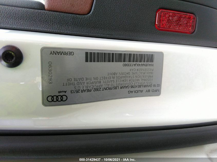 2018 AUDI A4 PREMIUM PLUS WAUENAF4XJA133980