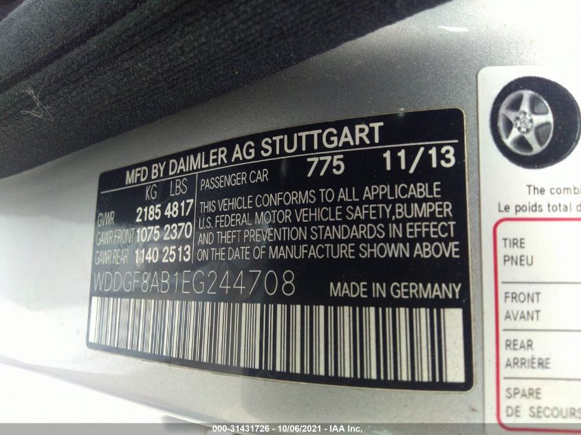 2014 MERCEDES-BENZ C-CLASS C 300 WDDGF8AB1EG244708