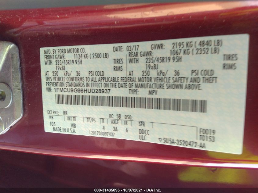 Ford Escape 2017 -auction- 8