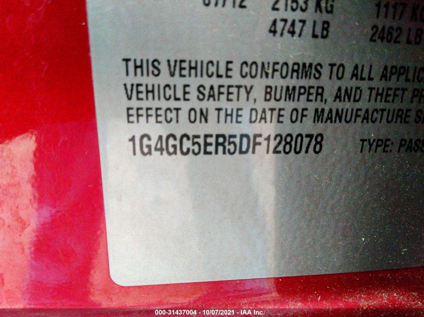 2013 BUICK LACROSSE LEATHER 1G4GC5ER5DF128078