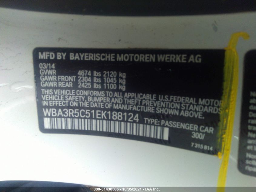 2014 BMW 4 SERIES 435I XDRIVE WBA3R5C51EK188124