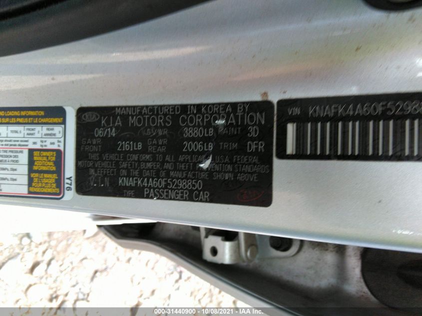 2015 KIA FORTE LX KNAFK4A60F5298850