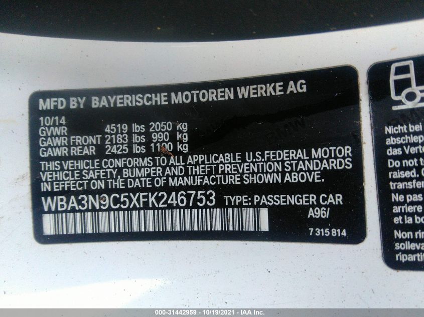 2015 BMW 4 SERIES 428I XDRIVE WBA3N9C5XFK246753