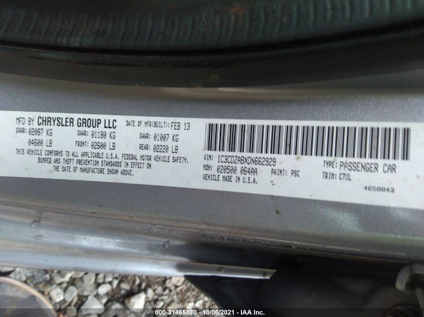 2013 DODGE AVENGER SE 1C3CDZABXDN662929