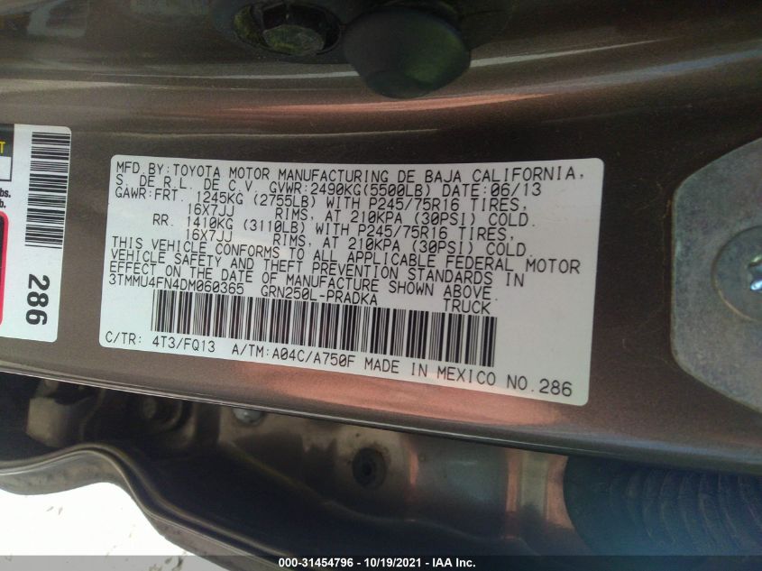 2013 TOYOTA TACOMA 3TMMU4FN4DM060365
