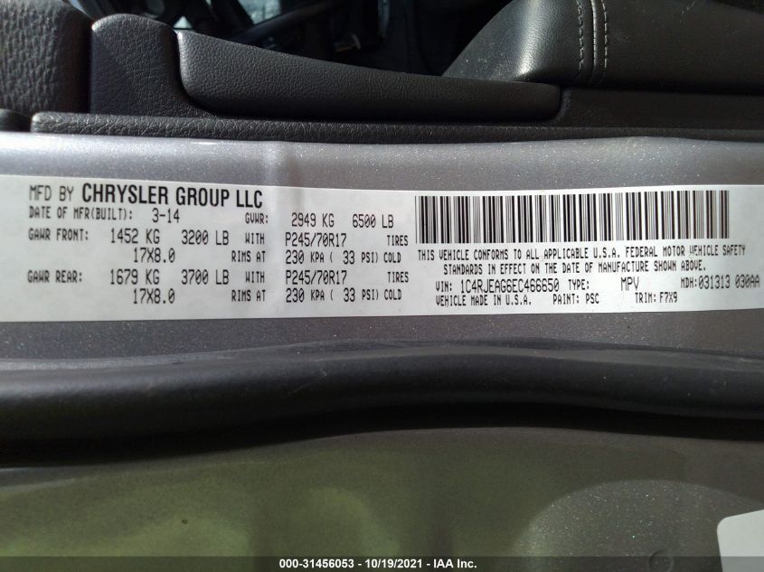 2014 JEEP GRAND CHEROKEE LAREDO 1C4RJEAG6EC466650
