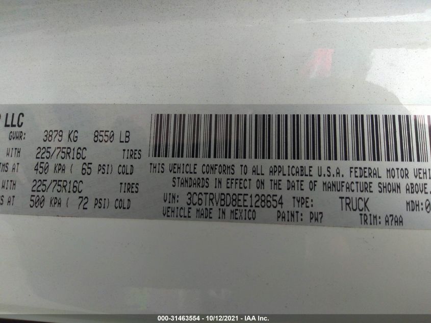 2014 RAM PROMASTER 3C6TRVBD8EE128654