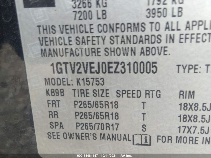 2014 GMC SIERRA 1500 SLT 1GTV2VEJ0EZ310005
