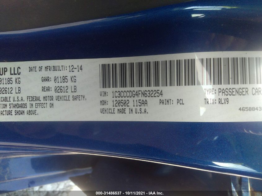 2015 CHRYSLER 200 S 1C3CCCDG4FN632254