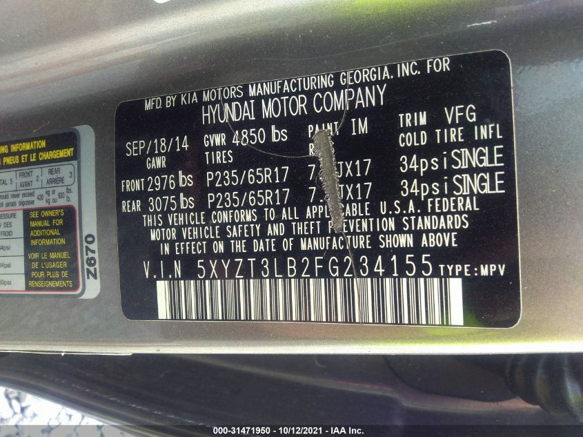 2015 HYUNDAI SANTA FE SPORT 5XYZT3LB2FG234155