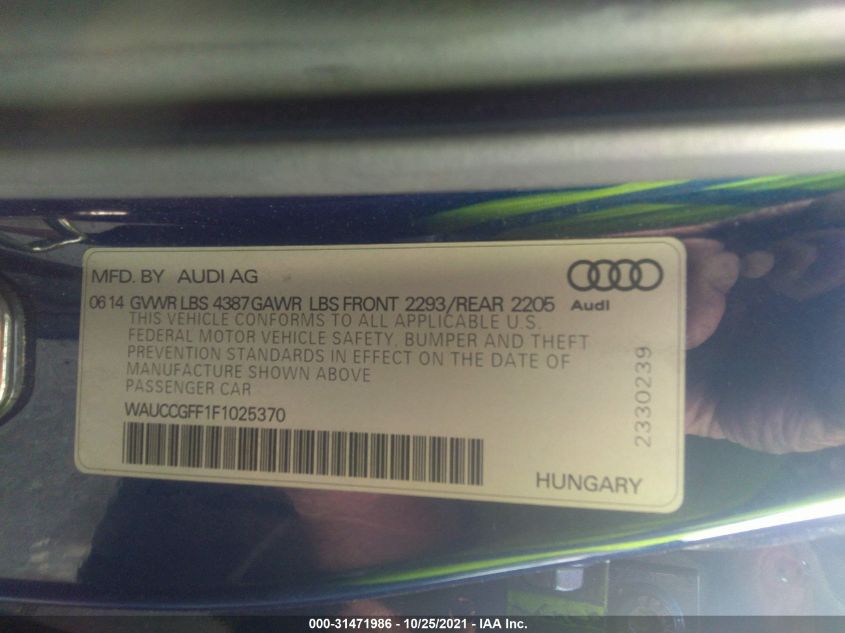 2015 AUDI A3 1.8T PREMIUM PLUS WAUCCGFF1F1025370