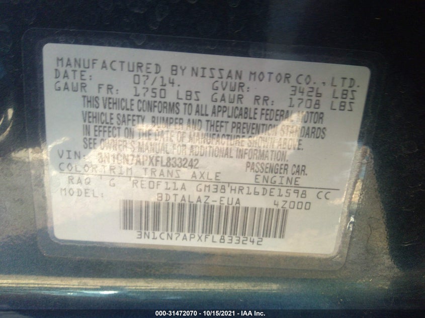 Nissan Versa 2015