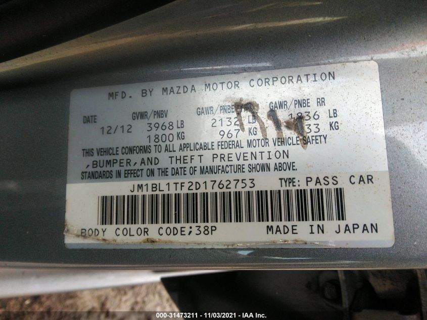 2013 MAZDA MAZDA3 I SV JM1BL1TF2D1762753