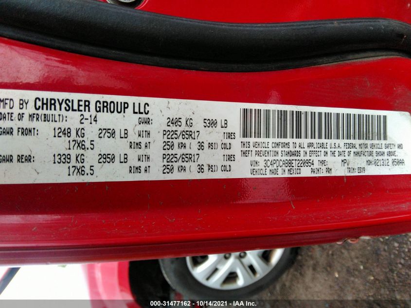 2014 DODGE JOURNEY AMERICAN VALUE PKG 3C4PDCAB8ET220954