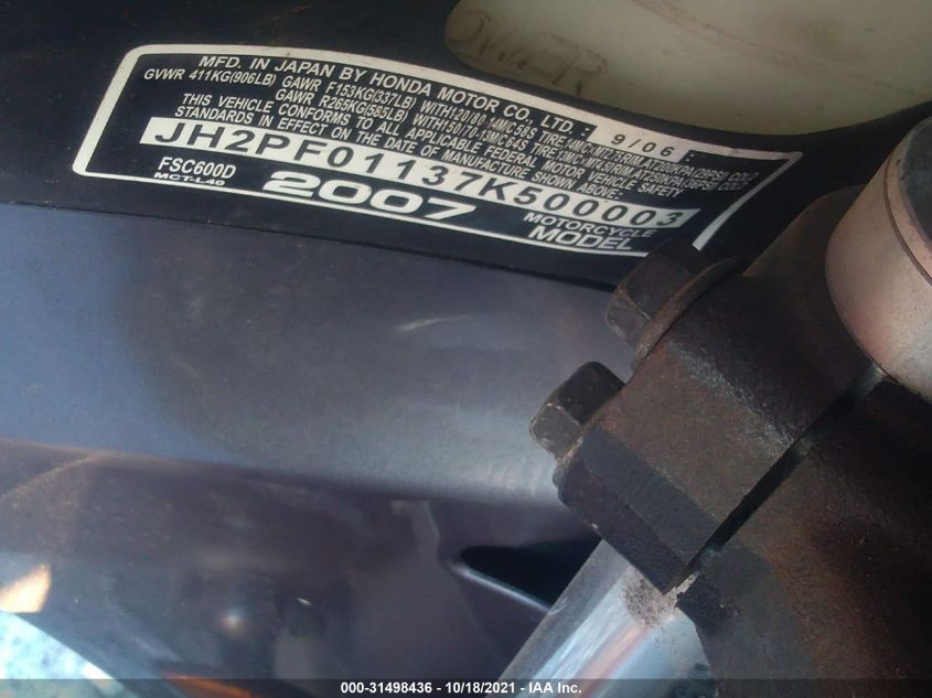 2007 HONDA FSC600 D JH2PF01137K500003