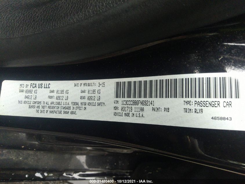 2015 CHRYSLER 200 S 1C3CCCBB6FN692141