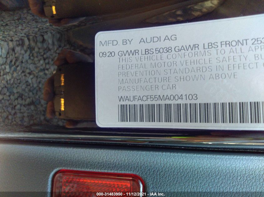 2021 AUDI A5 SPORTBACK S LINE PREMIUM PLUS WAUFACF55MA004103