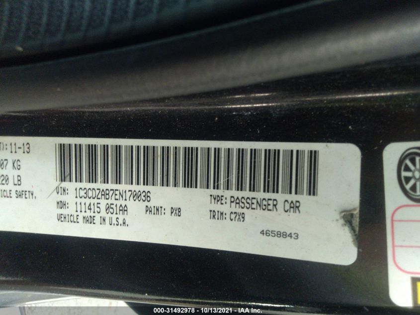2014 DODGE AVENGER SE 1C3CDZAB7EN170036