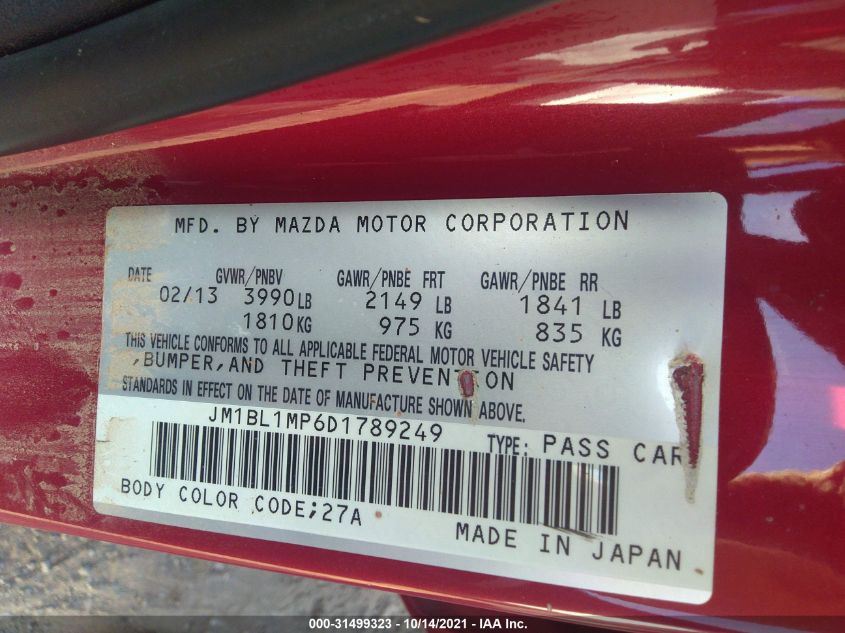 2013 MAZDA MAZDA3 I GRAND TOURING JM1BL1MP6D1789249