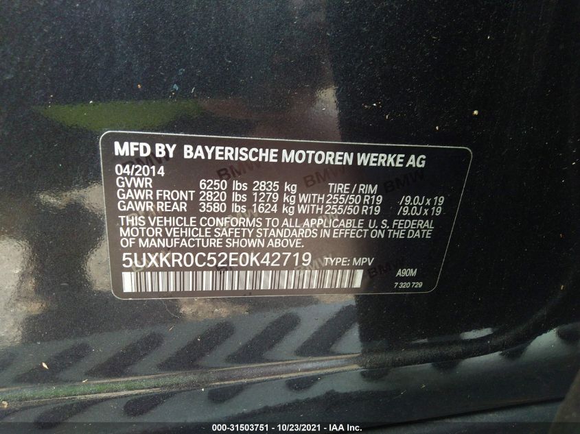 2014 BMW X5 XDRIVE35I 5UXKR0C52E0K42719