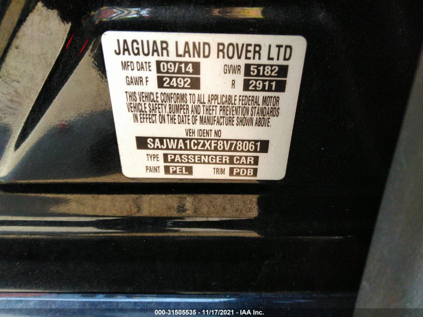 2015 JAGUAR XJ SAJWA1CZXF8V78061