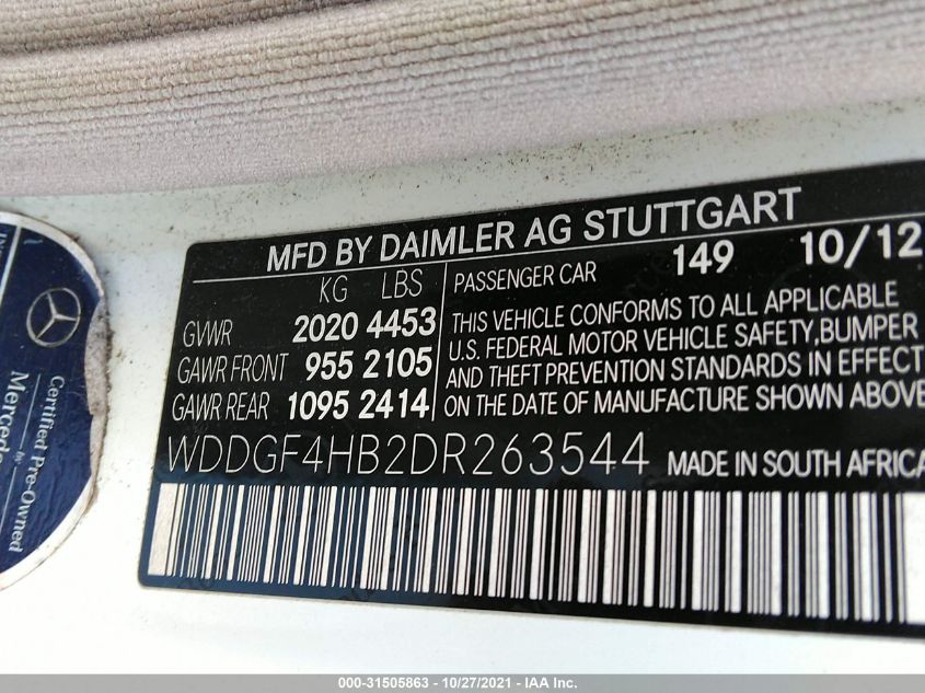 2013 MERCEDES-BENZ C-CLASS C 250 WDDGF4HB2DR263544