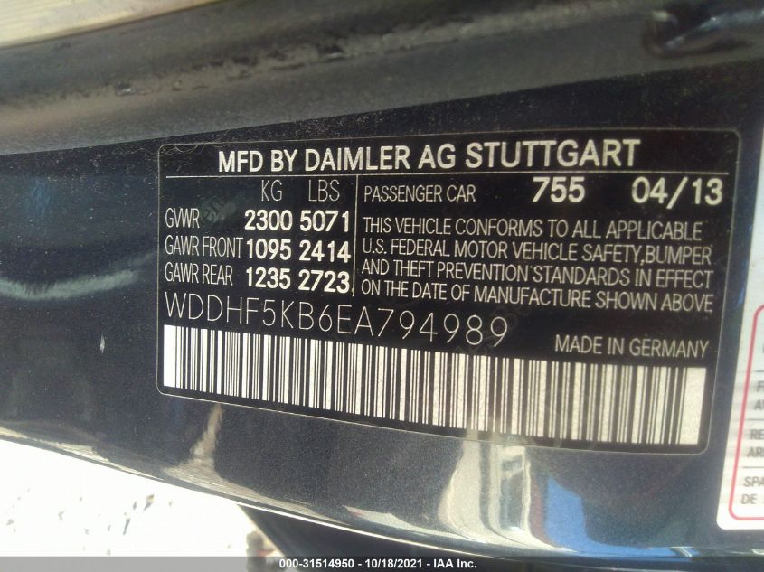 2014 MERCEDES-BENZ E-CLASS E 350 LUXURY WDDHF5KB6EA794989