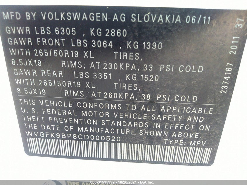 Volkswagen Touareg 2012