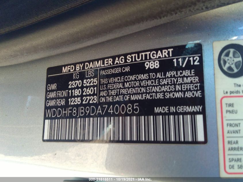 2013 MERCEDES-BENZ E-CLASS E 350 WDDHF8JB9DA740085