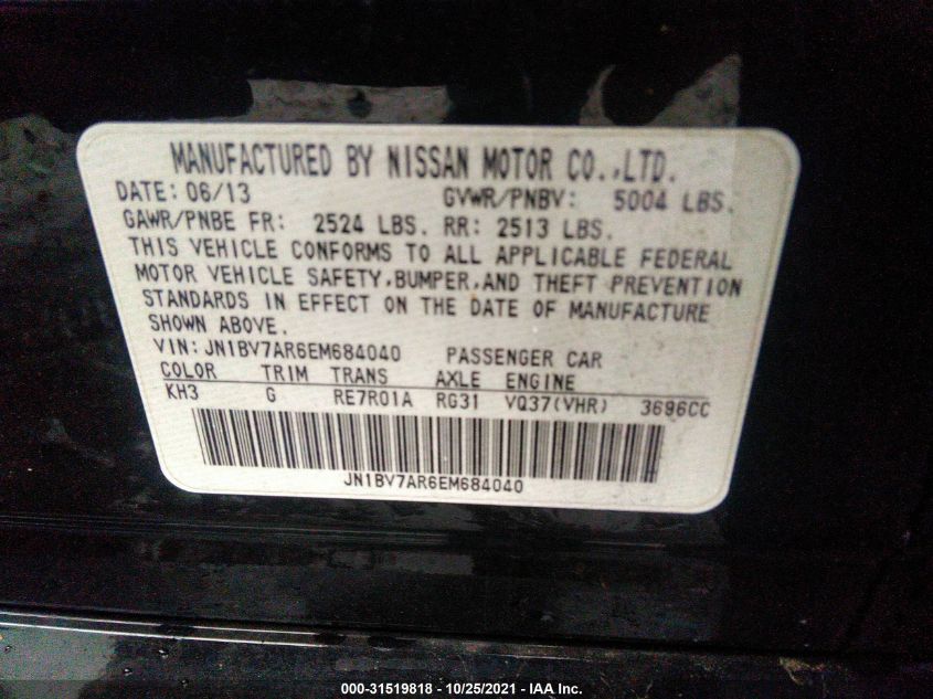 2014 INFINITI Q50 PREMIUM JN1BV7AR6EM684040