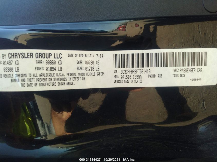 2015 FIAT 500 SPORT 3C3CFFBR6FT501419