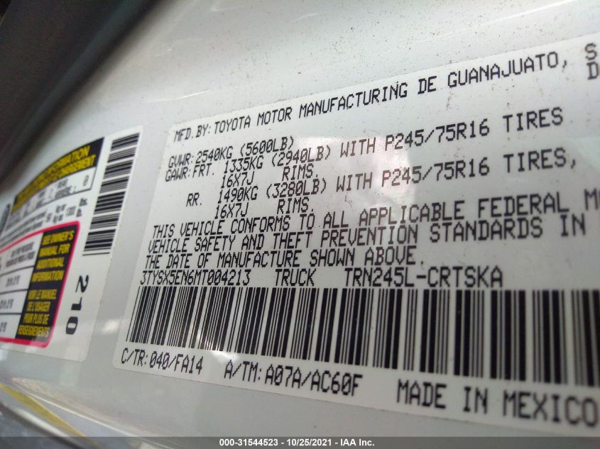 2021 TOYOTA TACOMA 4WD SR/SR5 3TYSX5EN6MT004213