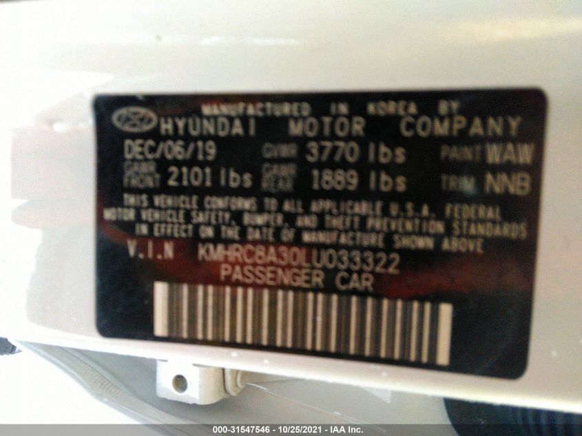 2020 HYUNDAI VENUE SEL KMHRC8A30LU033322