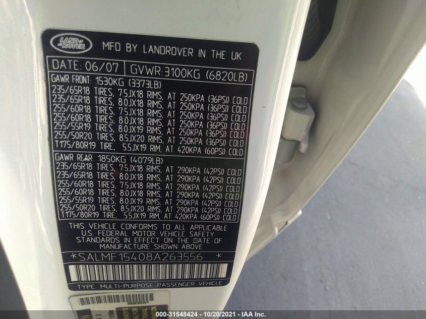 Land rover RANGE ROVER 2008