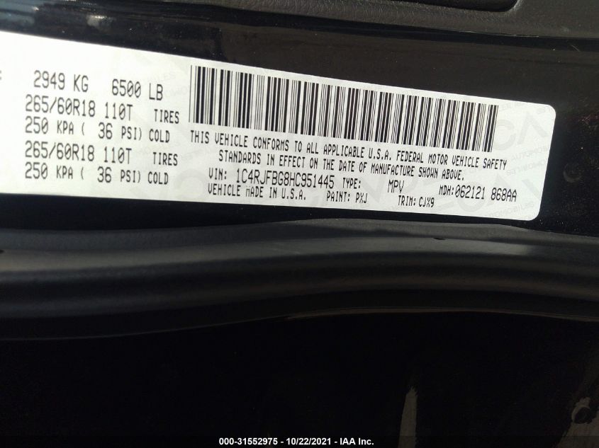 2017 JEEP GRAND CHEROKEE LIMITED 1C4RJFBG8HC951445