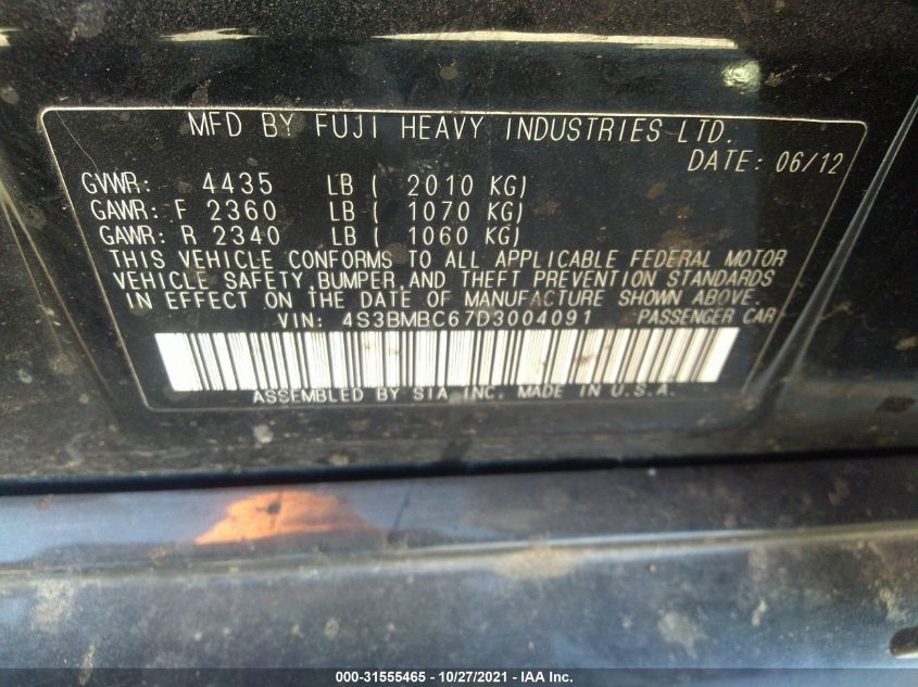 2013 SUBARU LEGACY 2.5I PREMIUM 4S3BMBC67D3004091